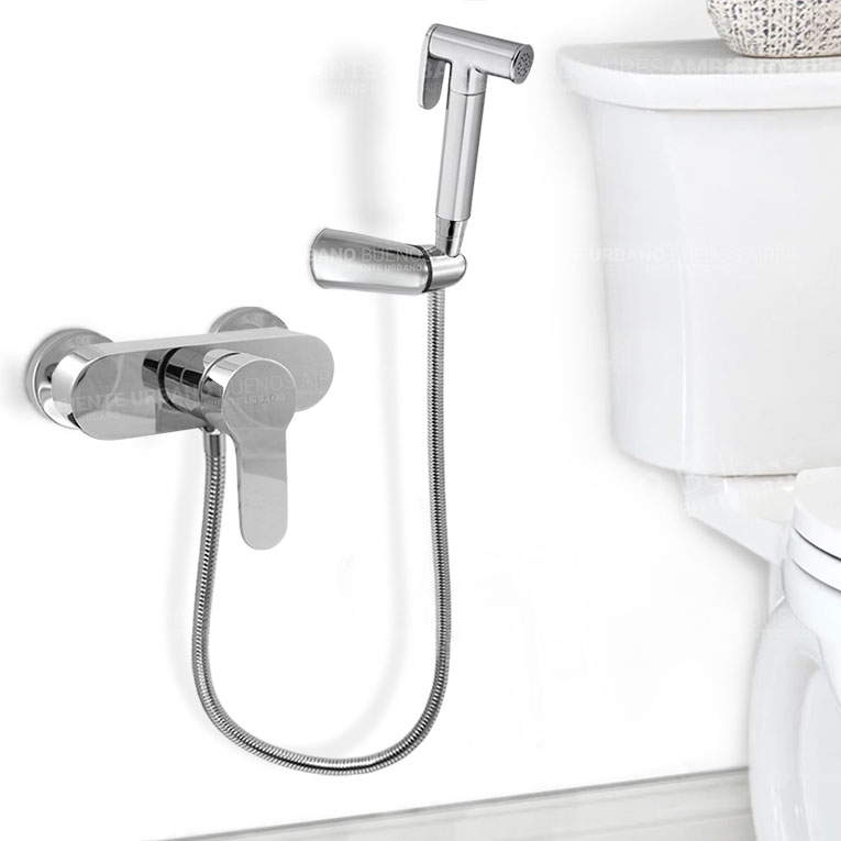 Ducha Bidet Abs Cromada Con Manguera Color Plateado